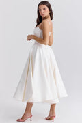 MAX for ME Robe midi Clara en satin duchesse avec corsage et jupe en tulle