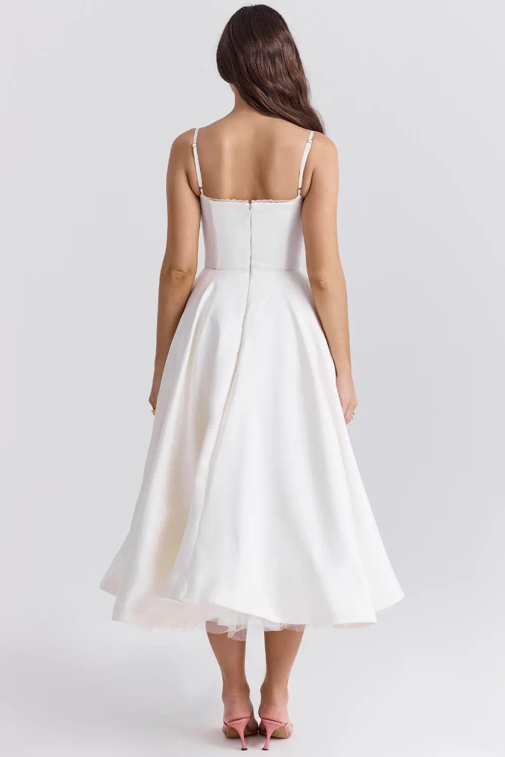 MAX for ME Robe midi Clara en satin duchesse avec corsage et jupe en tulle