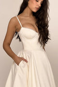 MAX for ME Robe midi Clara en satin duchesse avec corsage et jupe en tulle