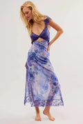 MAX for ME Robe midi Élise fluide avec découpes et volants