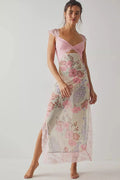 MAX for ME Robe midi Élise fluide avec découpes et volants