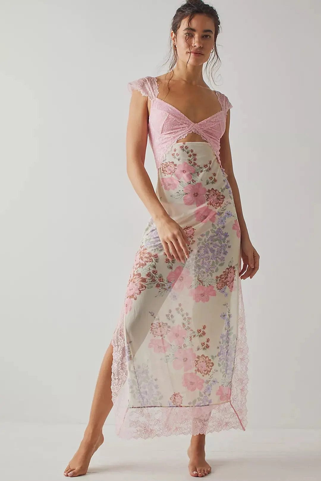 MAX for ME Robe midi Élise fluide avec découpes et volants