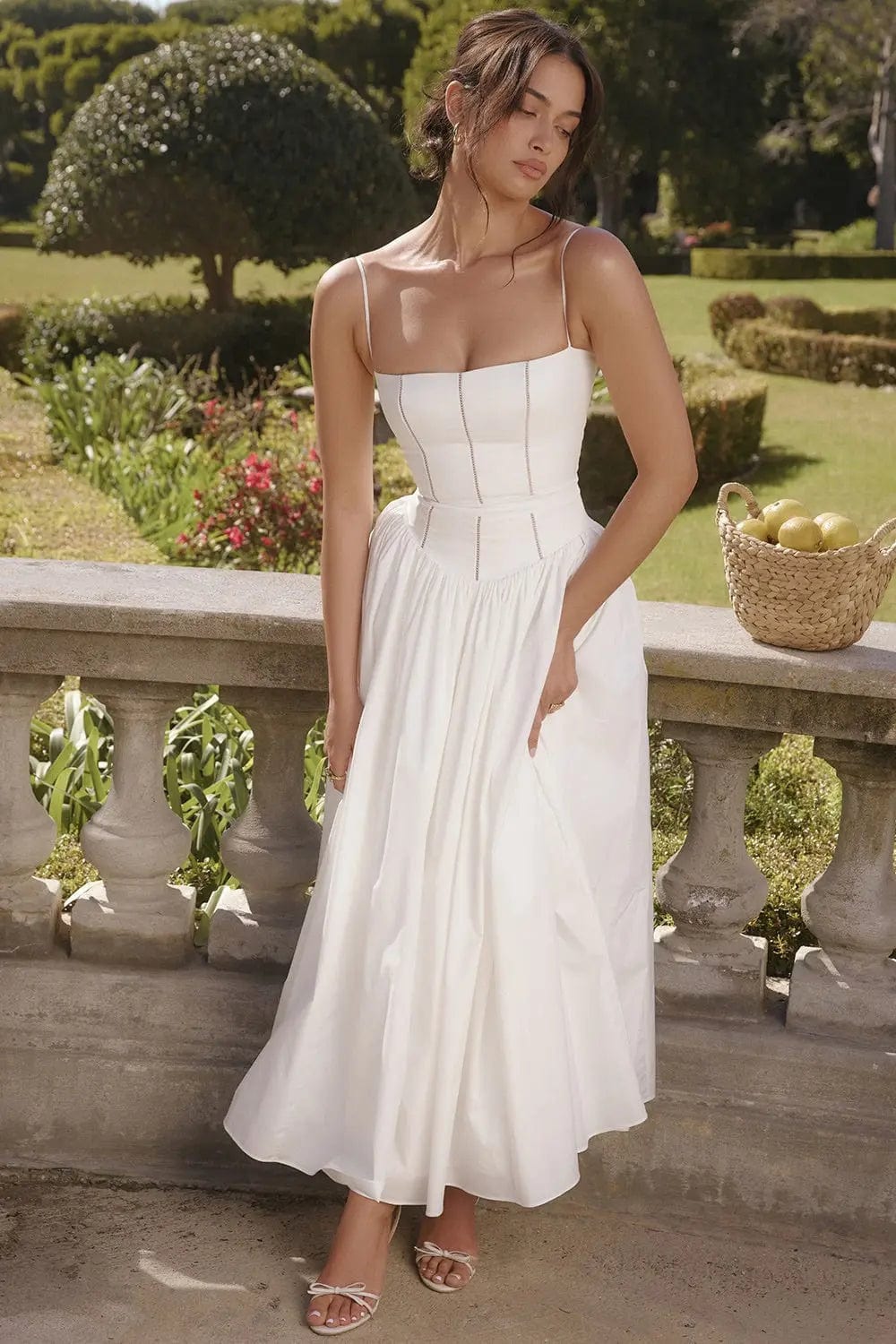 MAX for ME Robe midi Élodie avec bretelles ajustables et jupe fluide