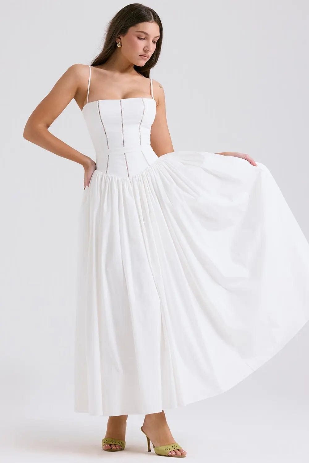 MAX for ME Robe midi Élodie avec bretelles ajustables et jupe fluide