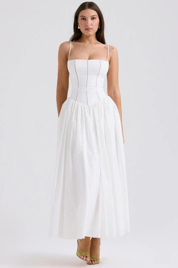 MAX for ME Robe midi Élodie avec bretelles ajustables et jupe fluide