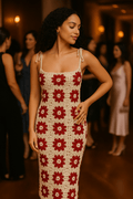 Robe Midi Femme Fleurie Tricot Chic MAX FOR ME