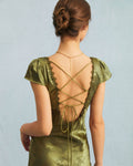 Robe Midi Femme Verte Taille M Satin Élégante MAX FOR ME