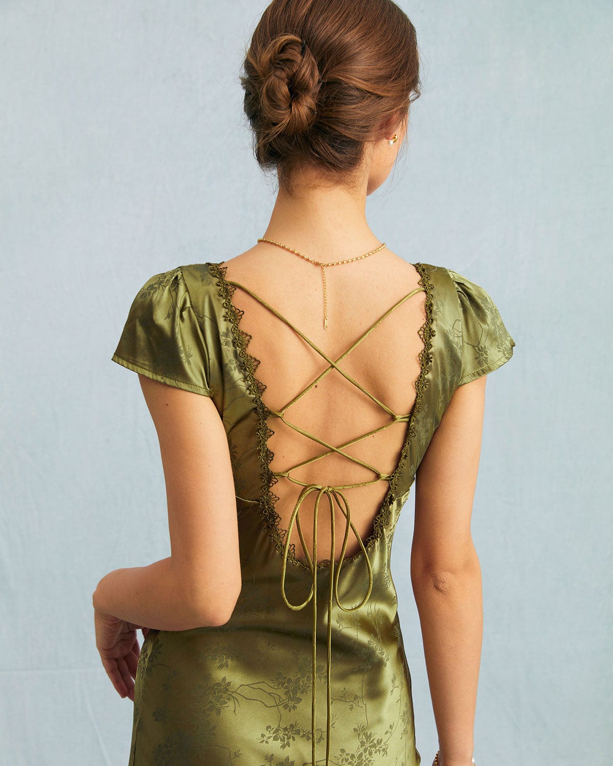 Robe Midi Femme Verte Taille M Satin Élégante MAX FOR ME