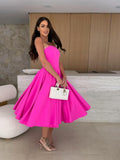 Robe Midi Tube d’Été – Coupe Bustier Évasée et Élégance Saisonnière MAX FOR ME