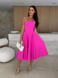 Robe Midi Tube d’Été – Coupe Bustier Évasée et Élégance Saisonnière MAX FOR ME