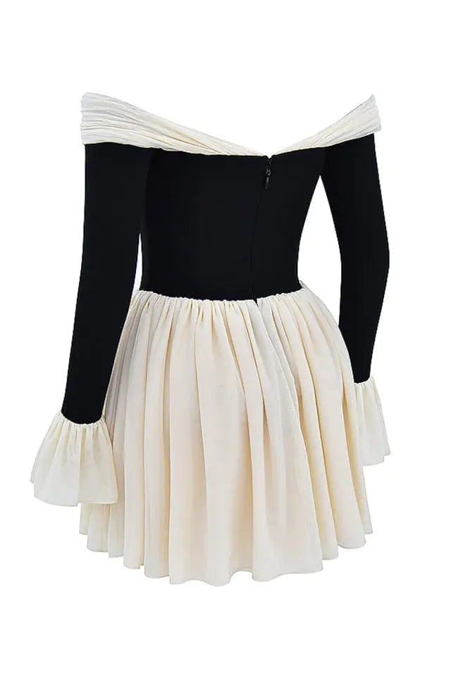 MAX for ME Robe Mini Dalia avec Épaules Dénudées et Nœud Oversize