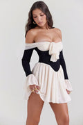 MAX for ME 36 Robe Mini Dalia avec Épaules Dénudées et Nœud Oversize