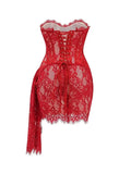 MAX for ME Robe Mini en Dentelle avec Corsage et Détails Satinés