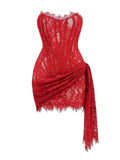 MAX for ME Robe Mini en Dentelle avec Corsage et Détails Satinés