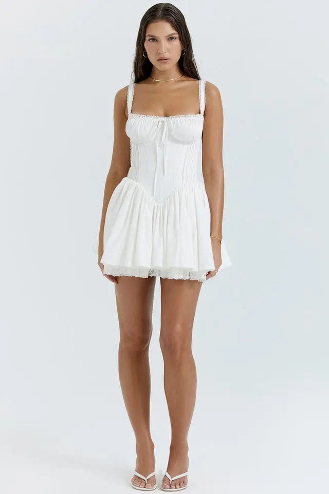 MAX for ME Robe Mini Romantique avec Corsage et Dentelle