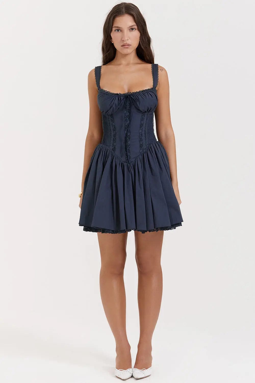 MAX for ME Robe Mini Romantique avec Corsage et Dentelle