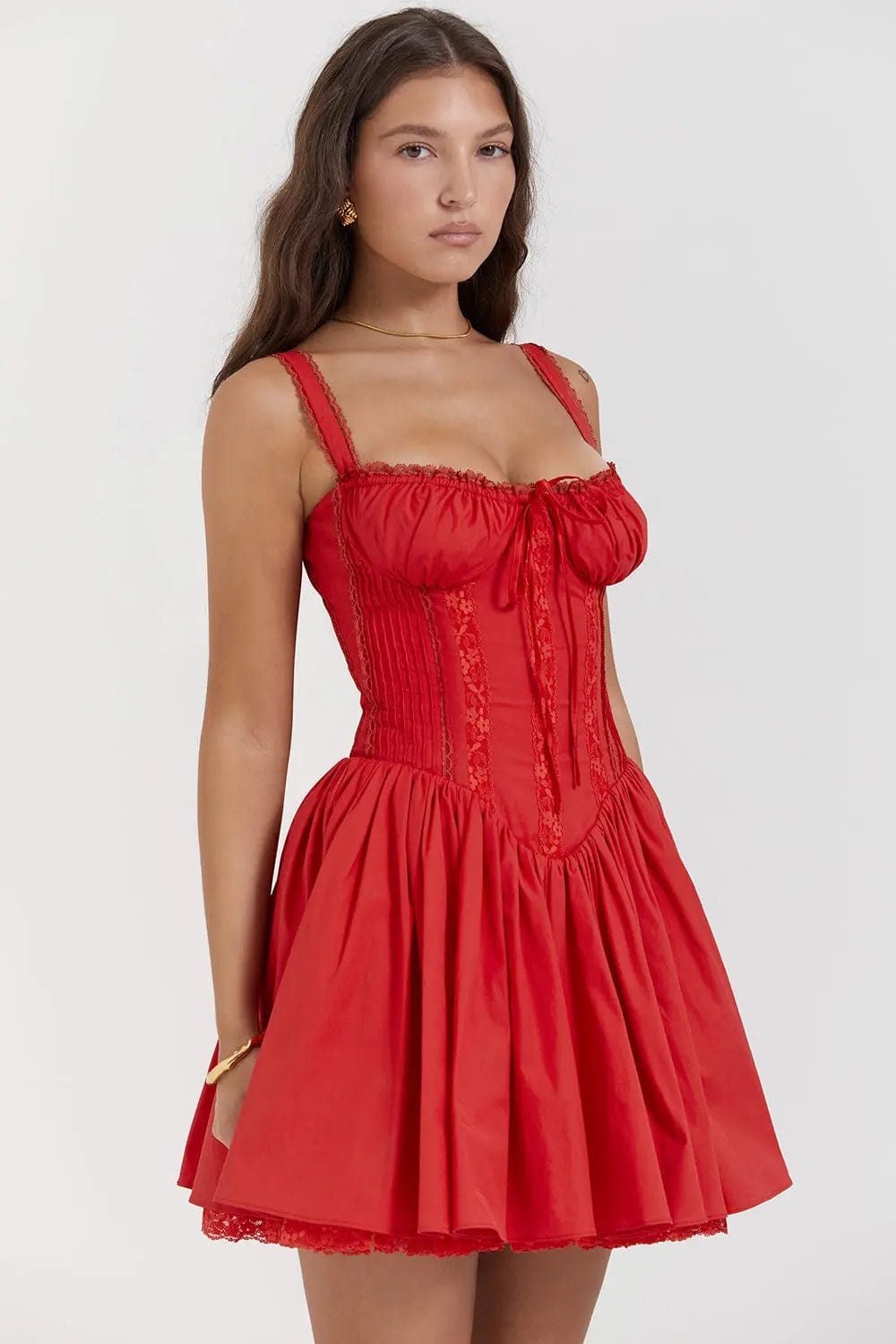 MAX for ME Robe Mini Romantique avec Corsage et Dentelle