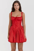 MAX for ME Robe Mini Romantique avec Corsage et Dentelle