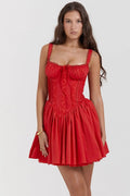MAX for ME Robe Mini Romantique avec Corsage et Dentelle