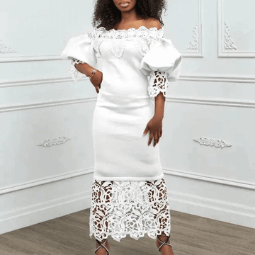 Luxury lace dresses - Puff lantern sleeves,