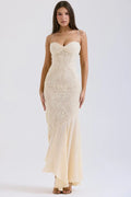 MAX for ME robes Robe longue Delphine en dentelle et chiffon