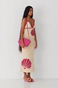 MAX for ME robes Robe longue Noa en maille pointelle avec motif coquillage