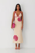 MAX for ME robes Robe longue Noa en maille pointelle avec motif coquillage