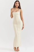 MAX for ME robes Robe longue Stella en crêpe stretch avec dos ouvert et corset