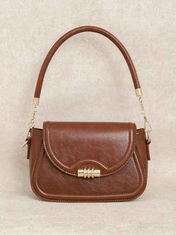 Sac à rabat de boucle en métal marron Marron MAX FOR ME