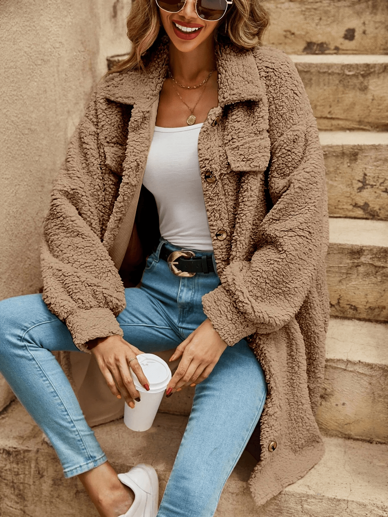 Veste-chemise longue effet mouton - chaleur et style cocooning - MAX FOR ME MAX FOR ME