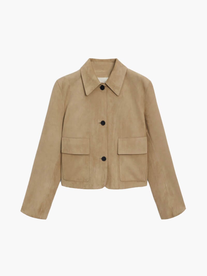 Veste en suédine douce – coupe ajustée pour look structuré chic S / Beige Foncé MAX FOR ME