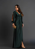 Variant image for Robe Femme A-Line Bleu Taille M Satin Élégante-13