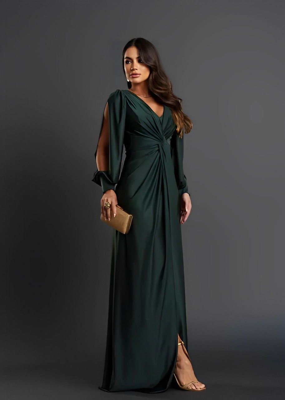 Variant image for Robe Femme A-Line Bleu Taille M Satin Élégante-13