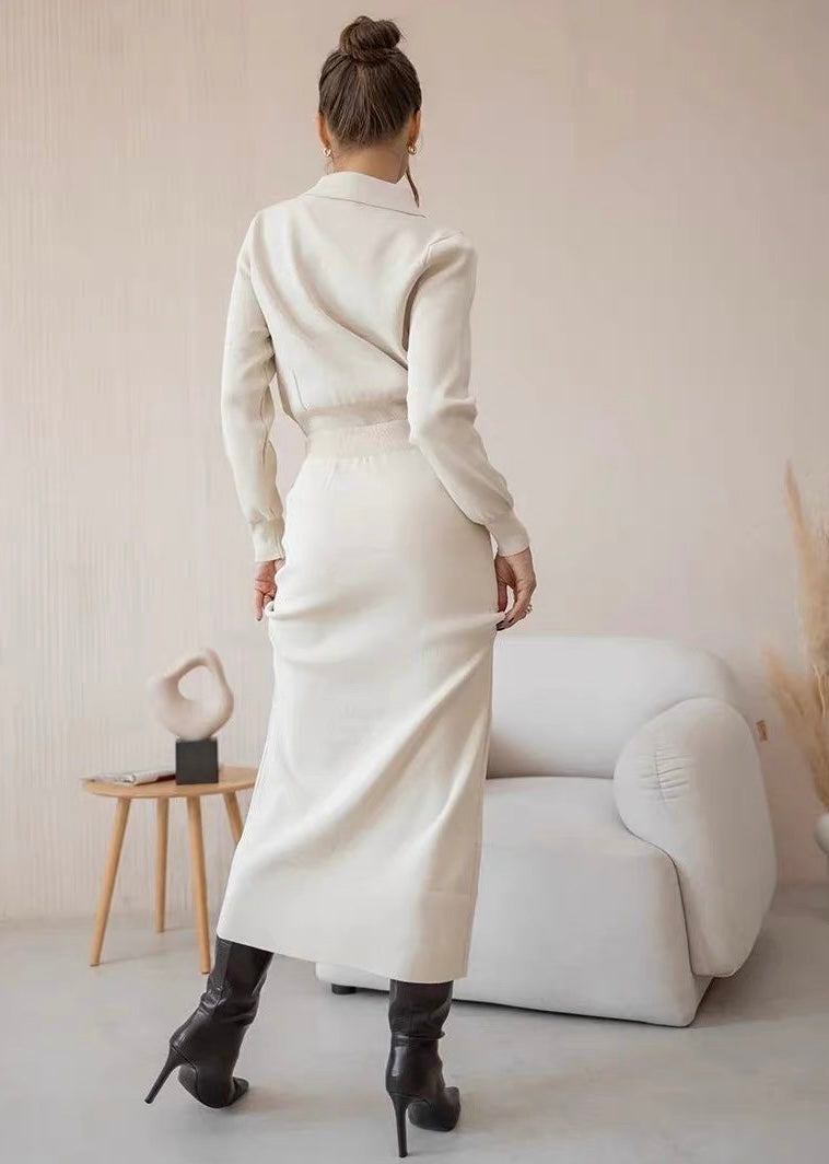 Chic tweedelig ensemble met reverskraag voor een moderne en elegante stijl