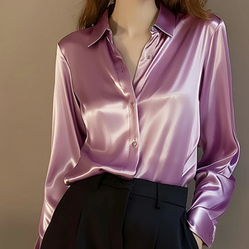 Elegant Satin Blouse with Long Sleeves