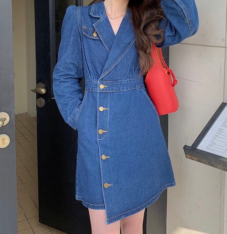 Ok _ Robe blazer en denim à col tailleur automne hiver MAX for ME
