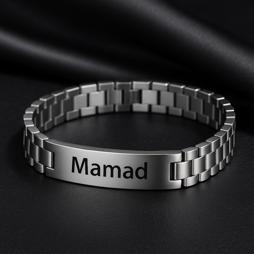 Bracelet Prénom Personnalisé Homme – Acier Inoxydable Doré ou Argenté