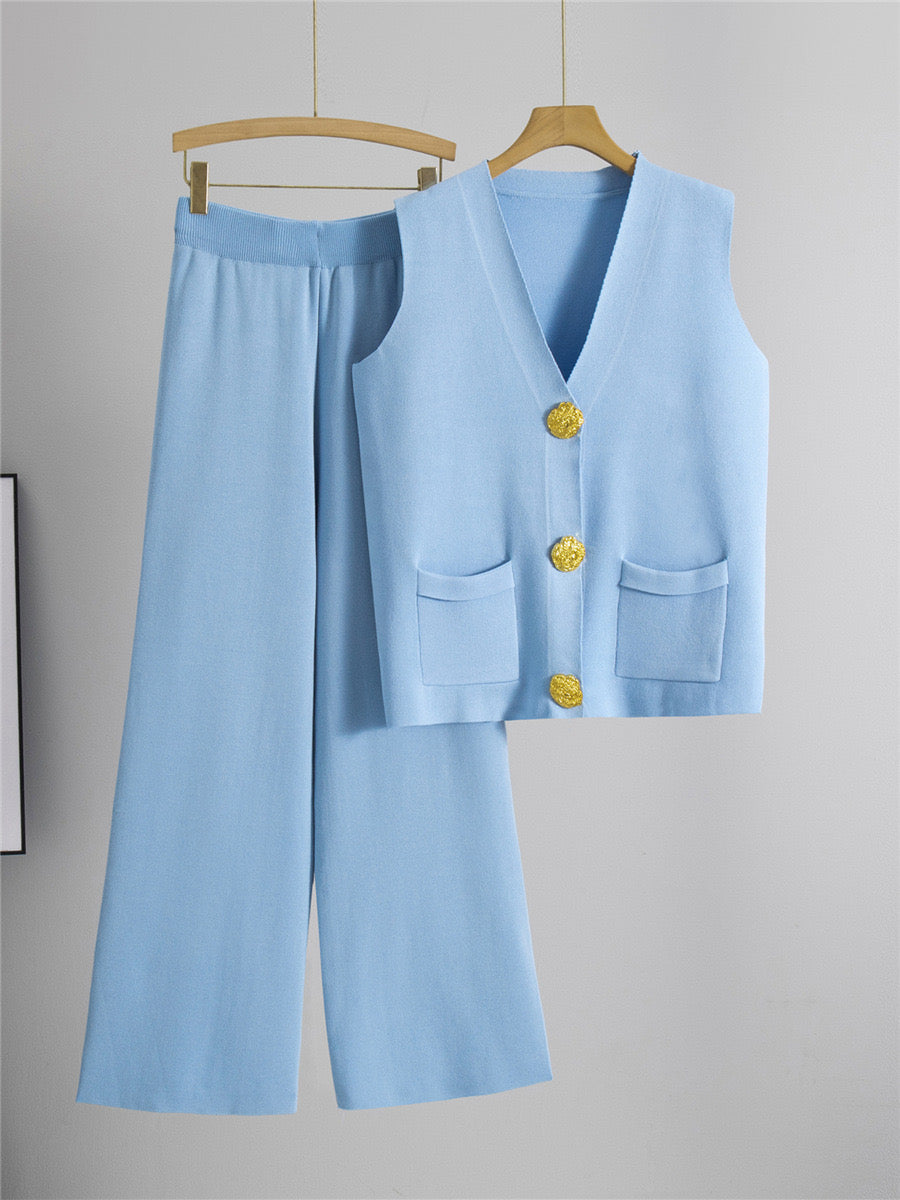 Ensemble gilet sans manches pantalon droit coordonné style moderne - sophistication épurée - MAX FOR ME