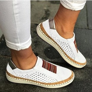Baskets femme slip-on cuir perforé semelle orthopédique confort optimal moderne - MAX FOR ME