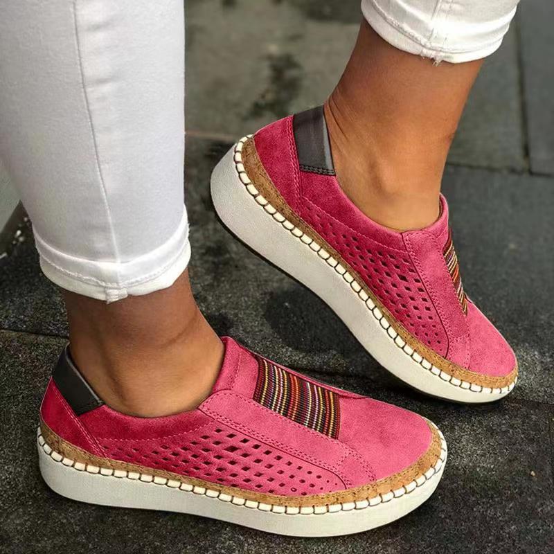 Baskets femme slip-on cuir perforé semelle orthopédique confort optimal moderne - MAX FOR ME