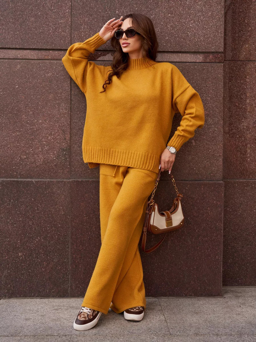 2-teiliges Set aus warmem Wollstrick – Pullover und Hose – MAX FOR ME