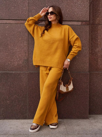 2-teiliges Set aus warmem Wollstrick – Pullover und Hose – MAX FOR ME