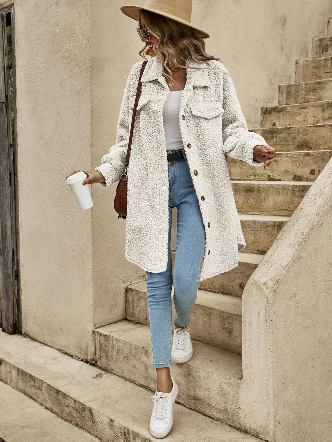 Veste-chemise longue effet mouton - chaleur et style cocooning - MAX FOR ME