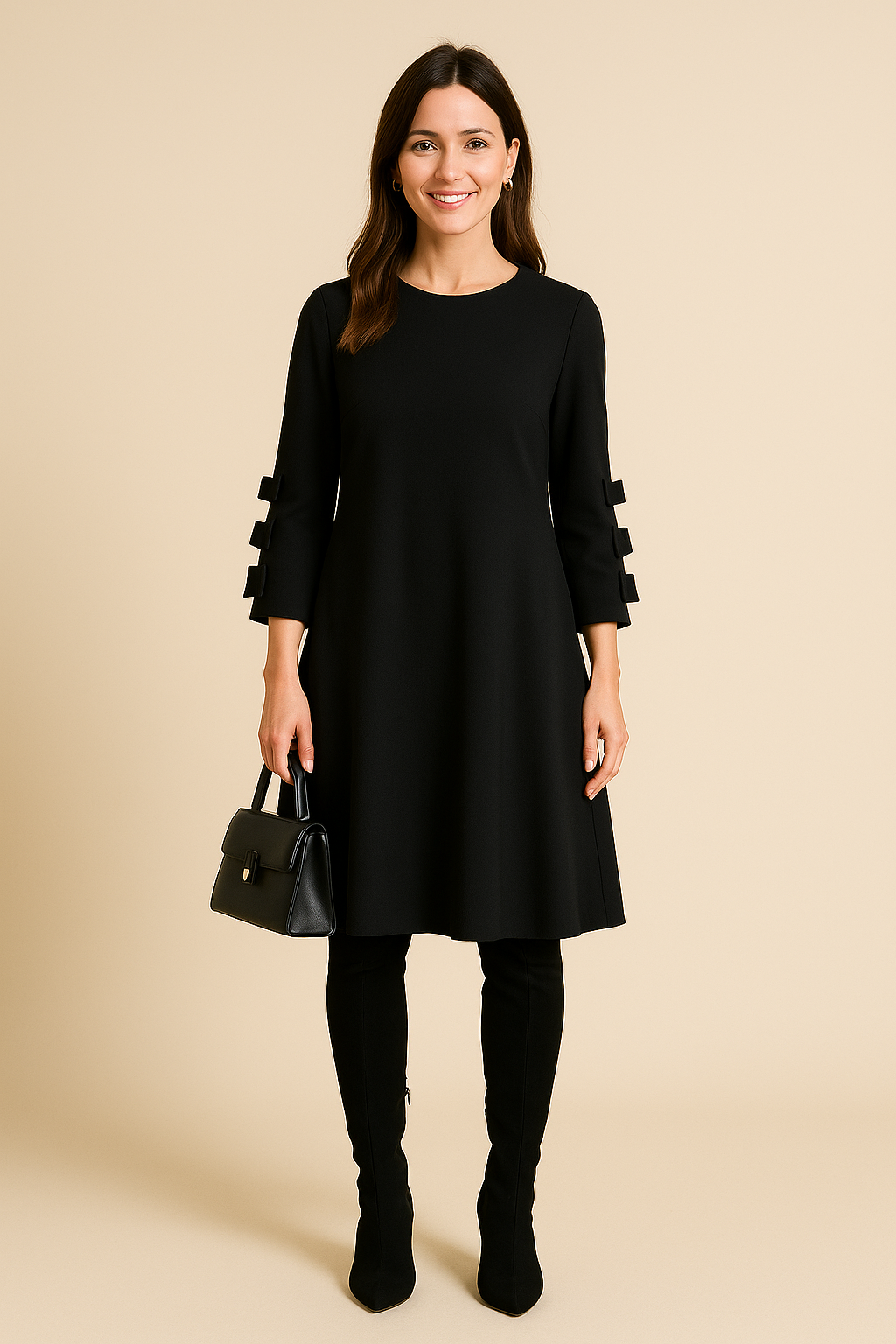 Robe Droite Décontractée avec Détail Nœuds – Élégance Simple pour le Quotidien
