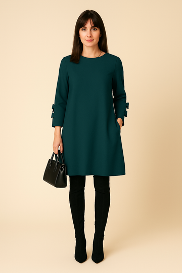 Robe Droite Décontractée avec Détail Nœuds – Élégance Simple pour le Quotidien