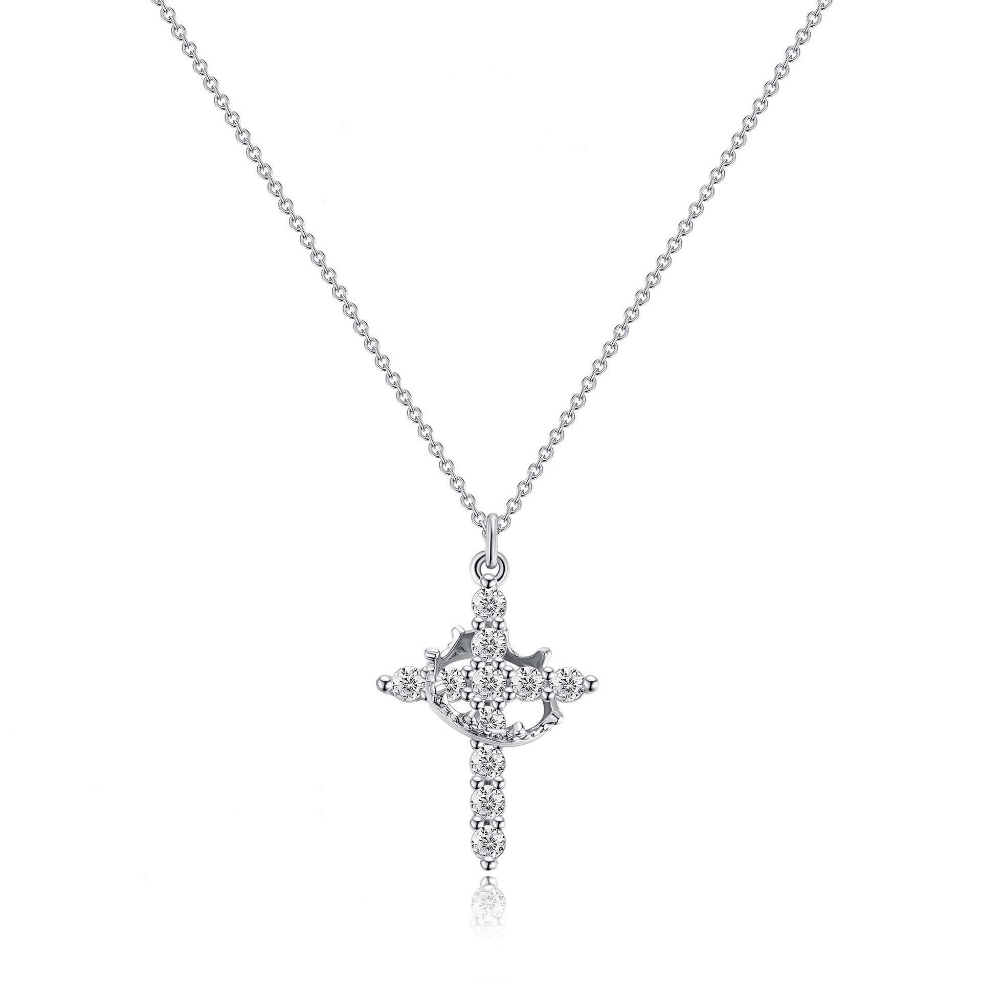 Chaîne fine fermoir mousqueton collier croix Max for Me système sécurisé argent