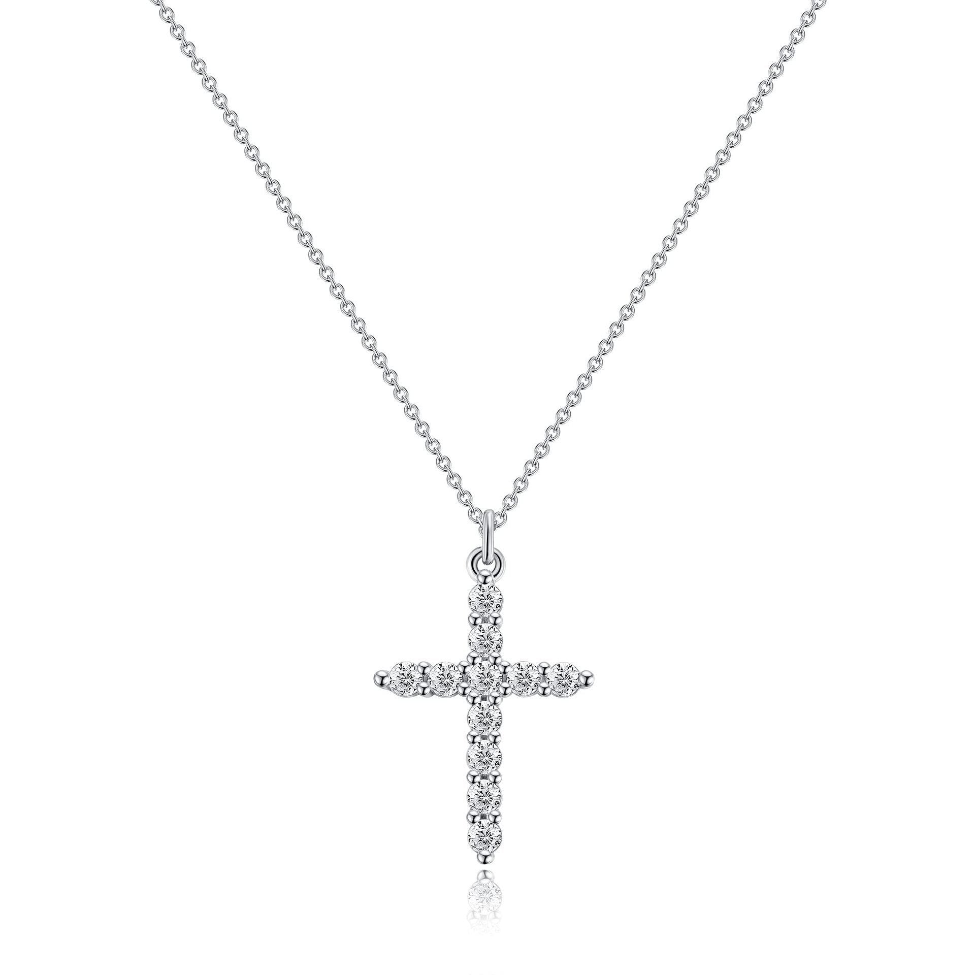 Éclat reflets lumière collier croix strassée Max for Me brillance cristalline argent
