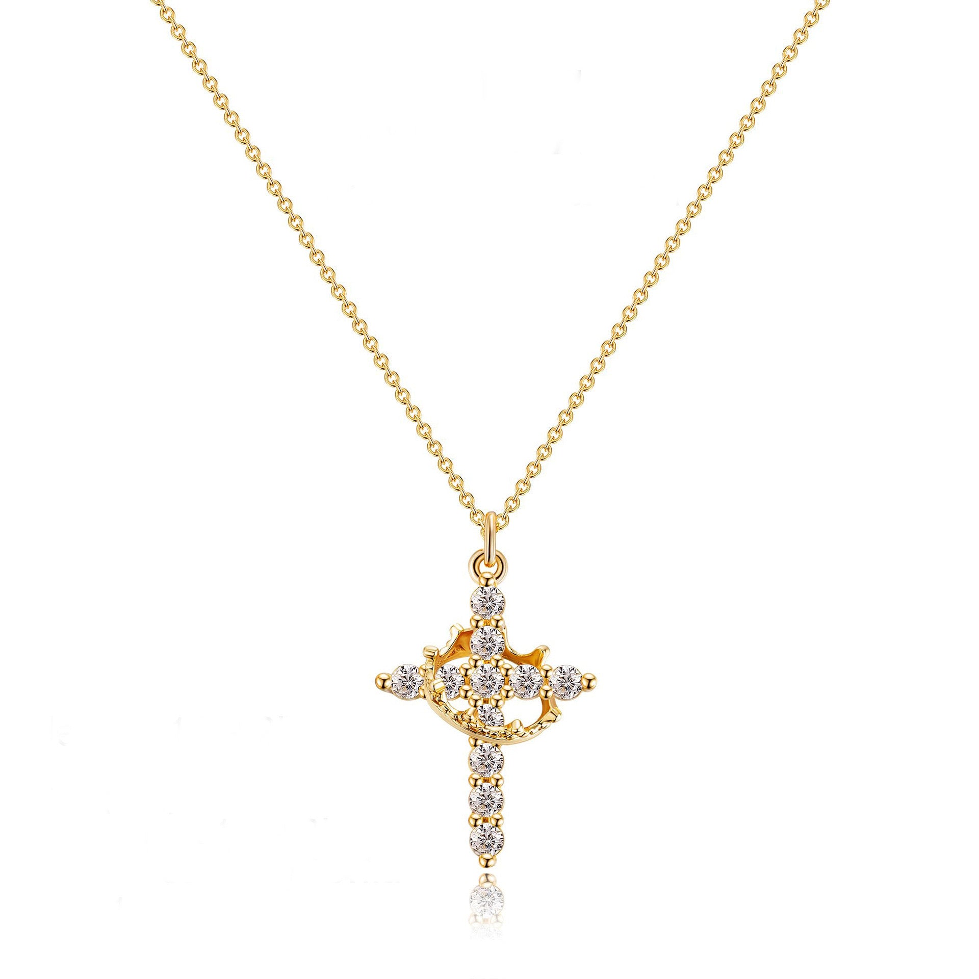 Éclat reflets lumière collier croix strassée Max for Me brillance cristalline or