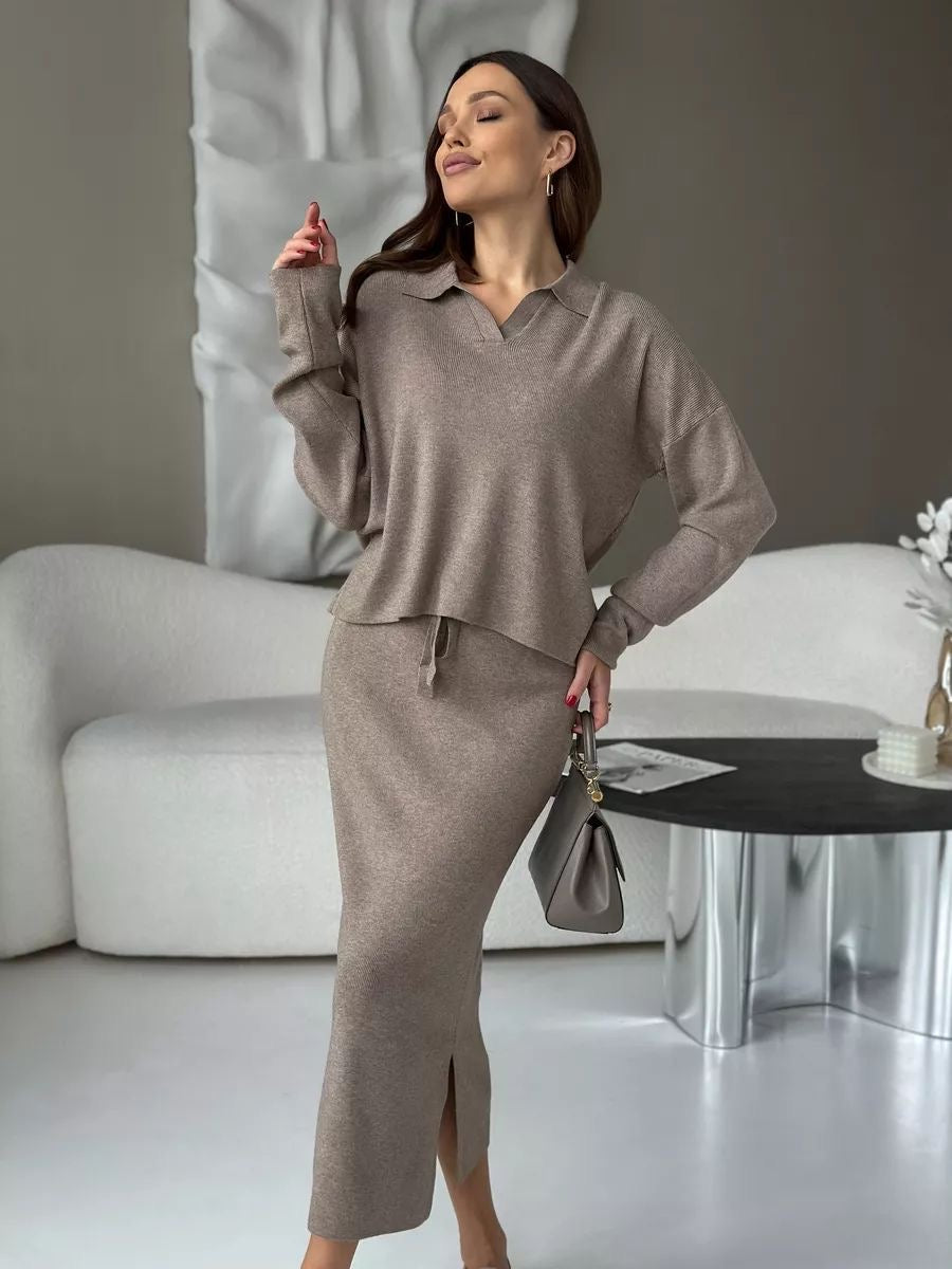 2-teiliges Strickset Herbst-Winter – Oberteil und Rock – MAX FOR ME