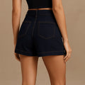 Ensemble 2 pièces en denim – Top à boutonnage simple & short taille haute 